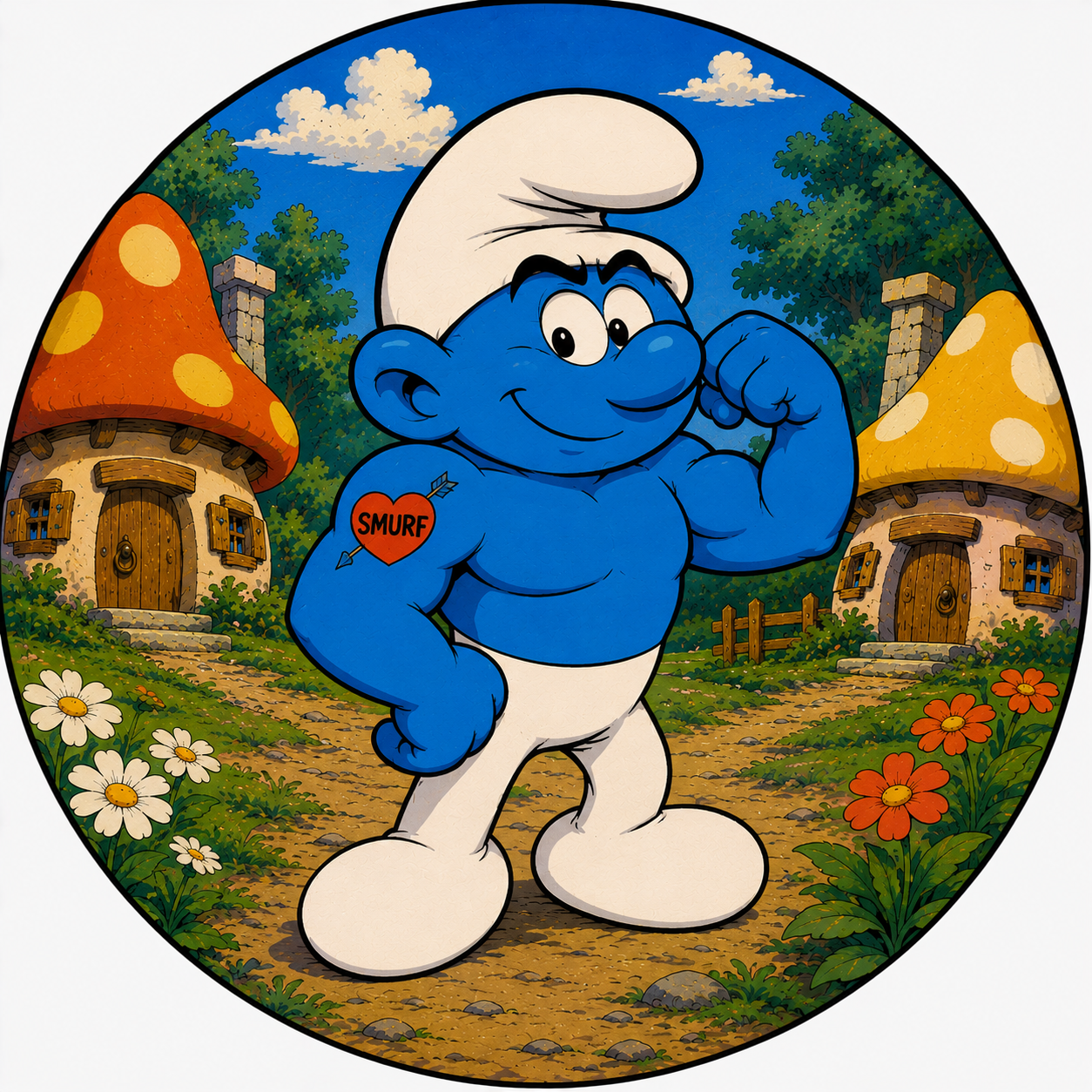 Button - 80s Theme - Smurfs - Hefty Smurf