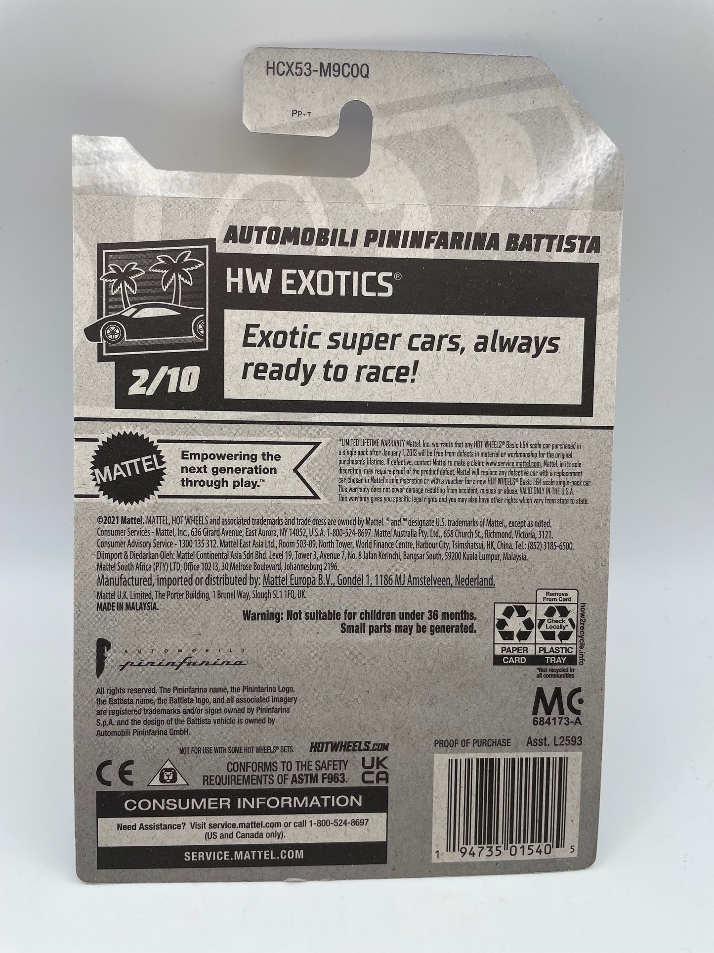 Hot Wheels - Hot Exotics #171 2/10 Autimobili Pininfarina Battista 2022 #103164