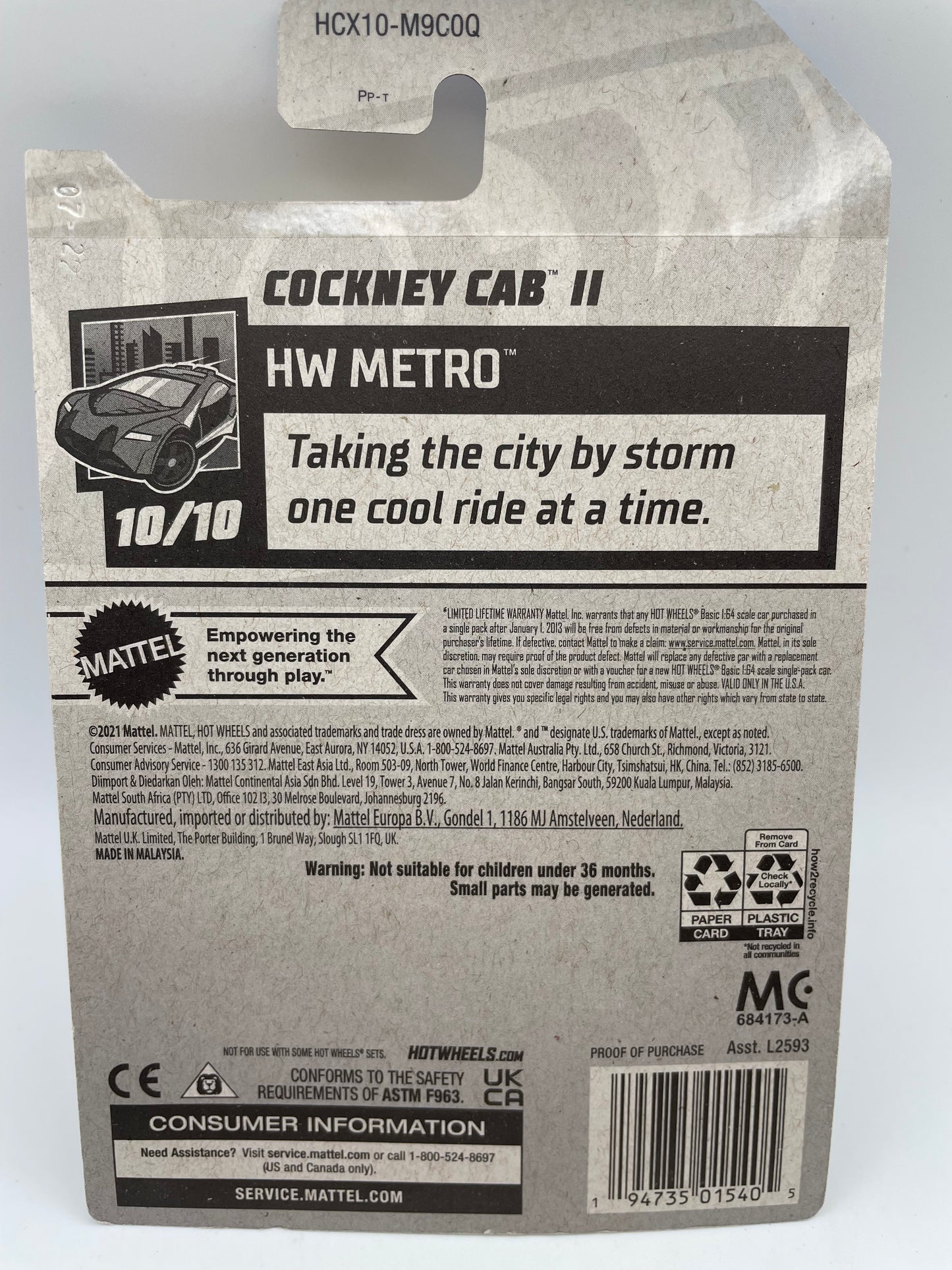 Hot Wheels - Metro #102 10/10 Cockney Cab II White 2022 #103143
