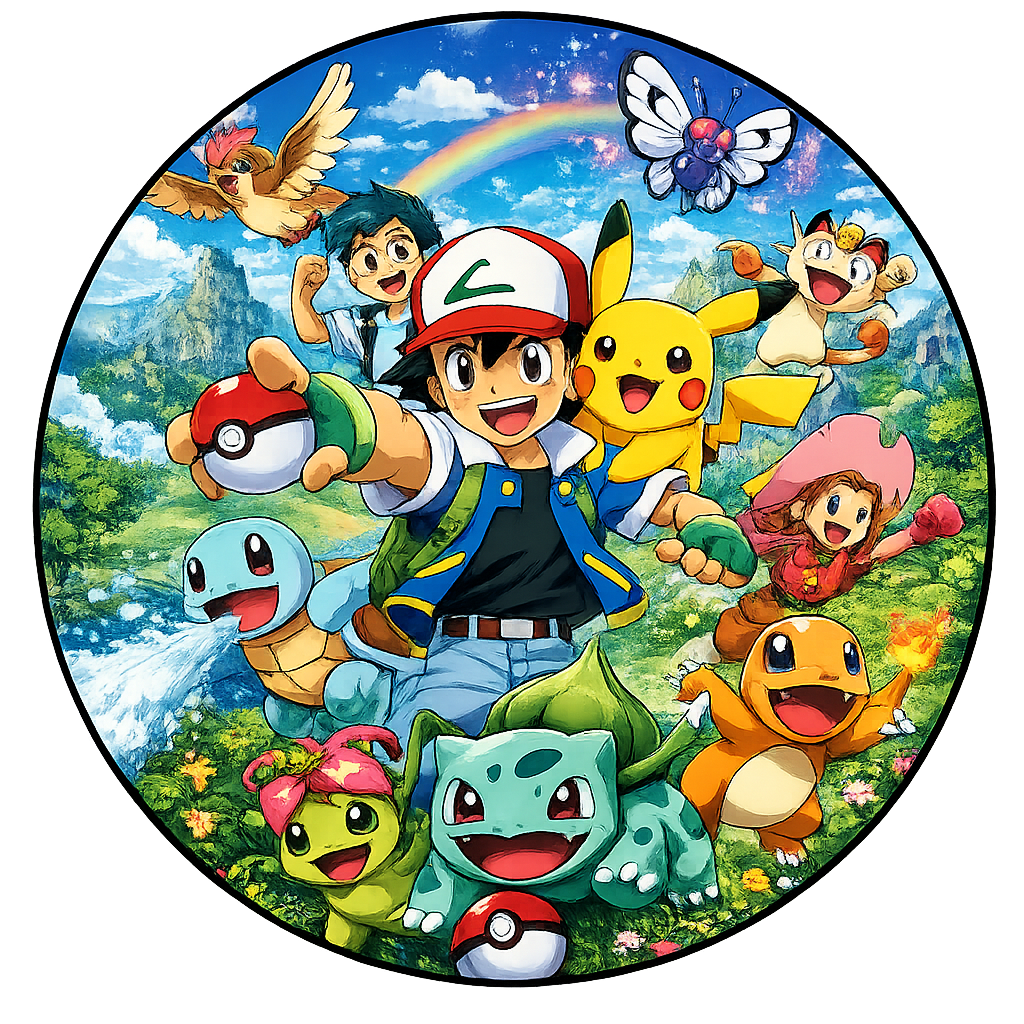 Button - 90s Theme - Futurama - Pokémon - Ash and Gang