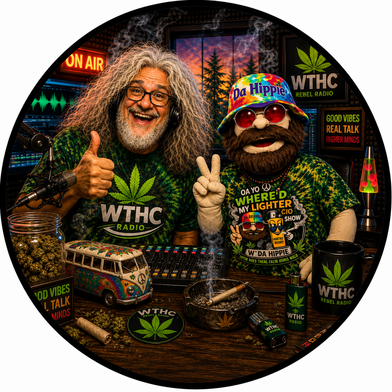 Button - WTHC-Radio - Two Hippies
