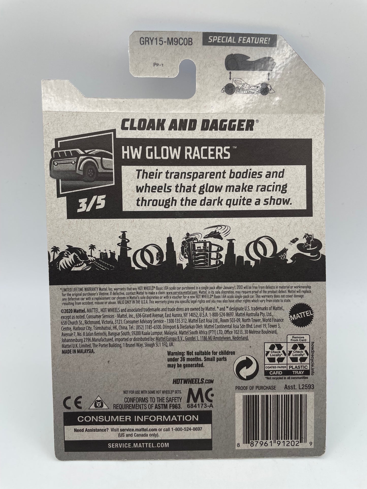 Hot Wheels - Glow Racers #42 3/5 Cloak and Dagger 2021 #103173