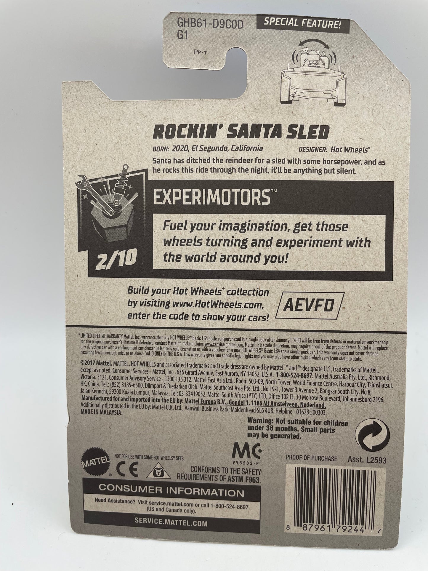 Hot Wheels - Experimotors #53 2/10 Rockin’ Santa Sled Gold 2020 #103197
