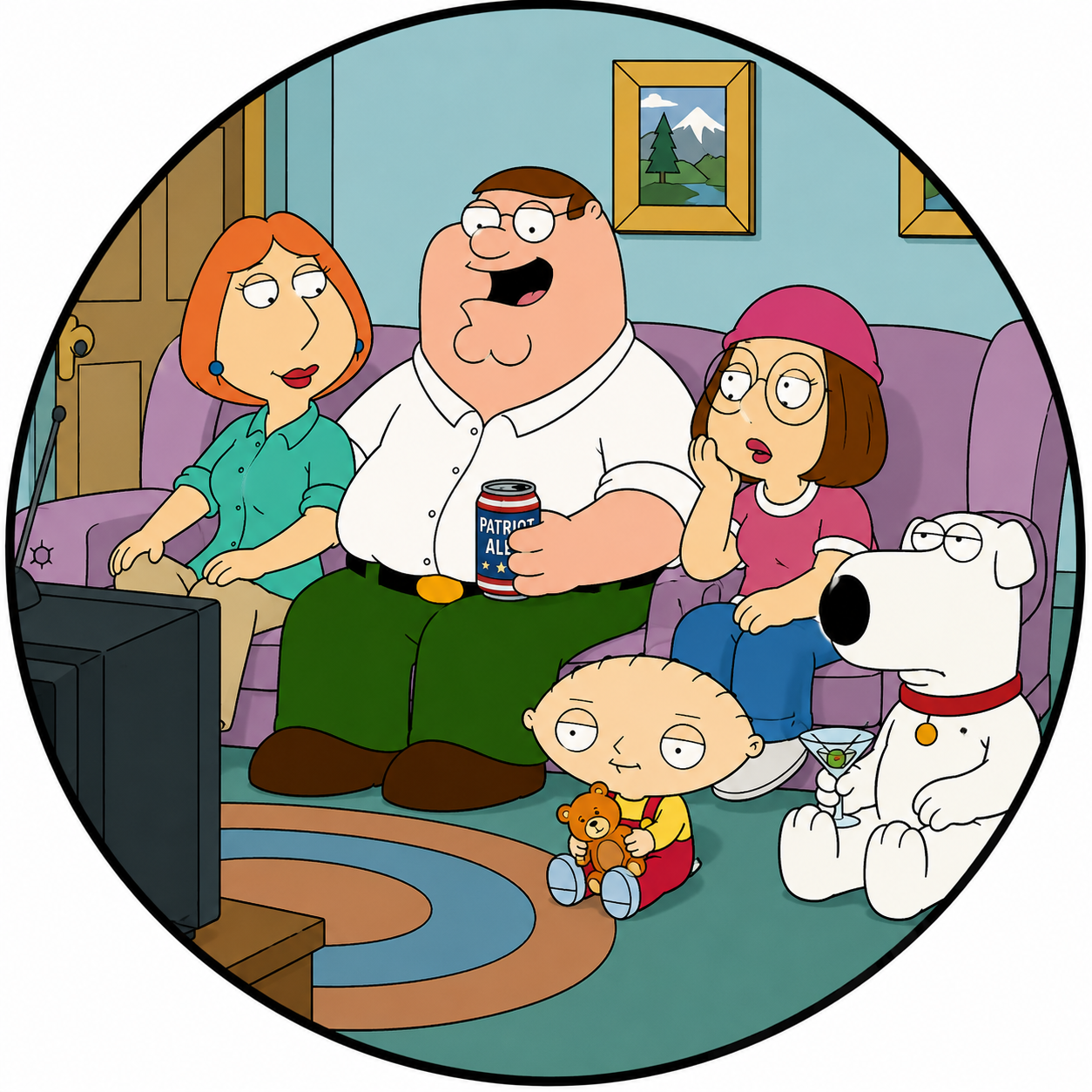 Button - 90s Theme - Family Guy - Couch