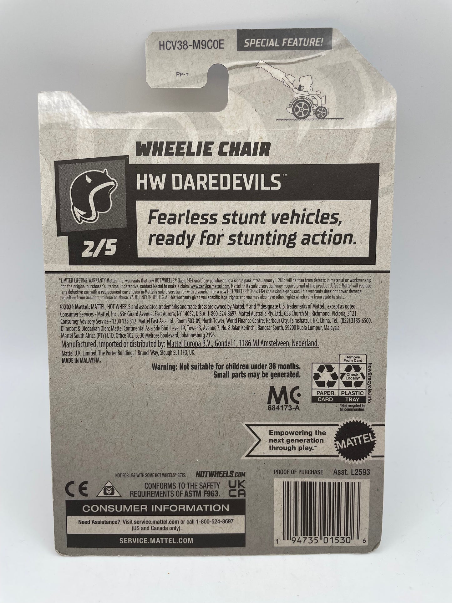 Hot Wheels - Daredevils #96 2/5 Wheelie Chair Green/Orange 2022 #103185