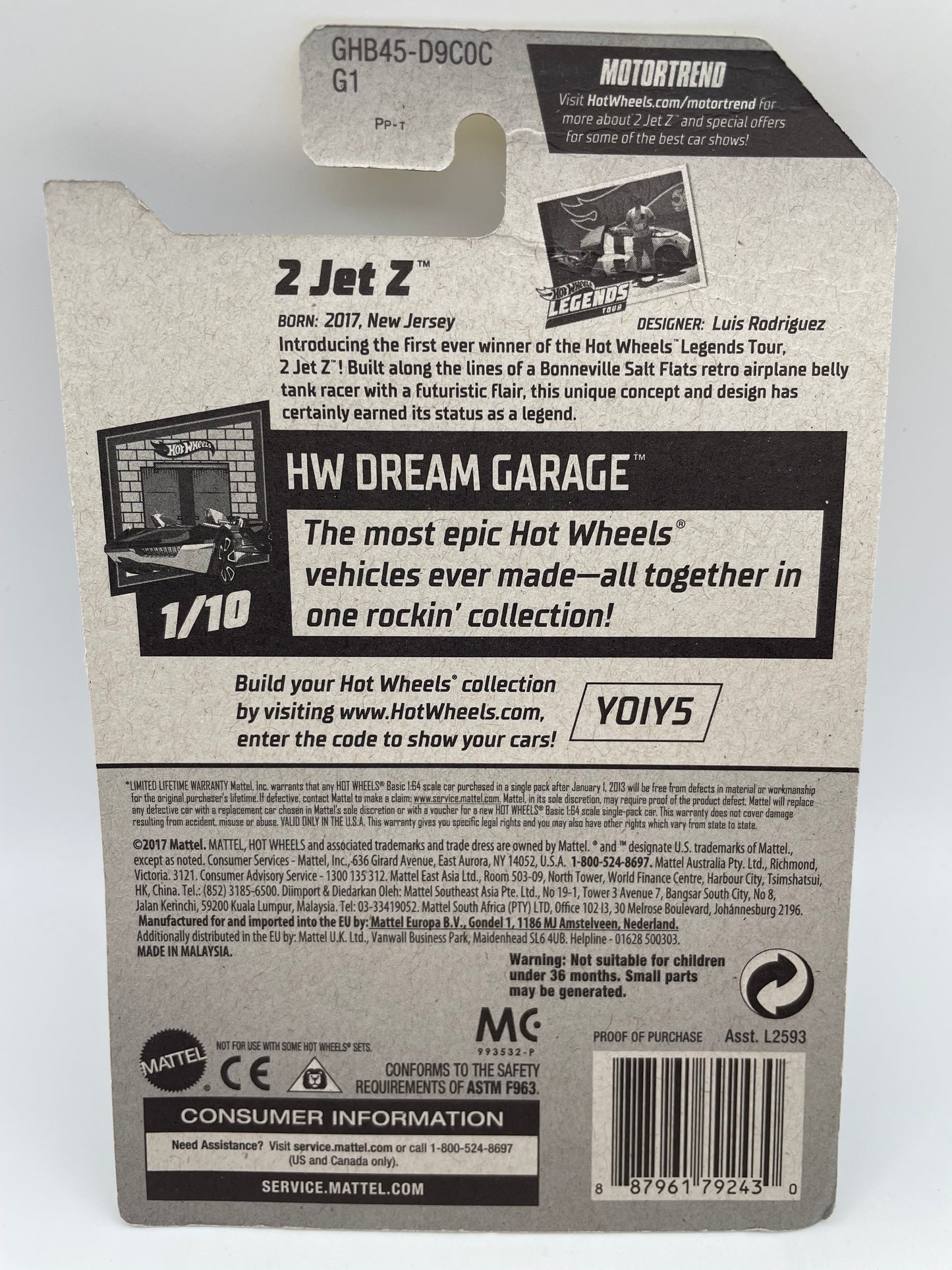 Hot Wheels - Dream Garage #1 1/10 2 Jet Z Silver 2020 #103128