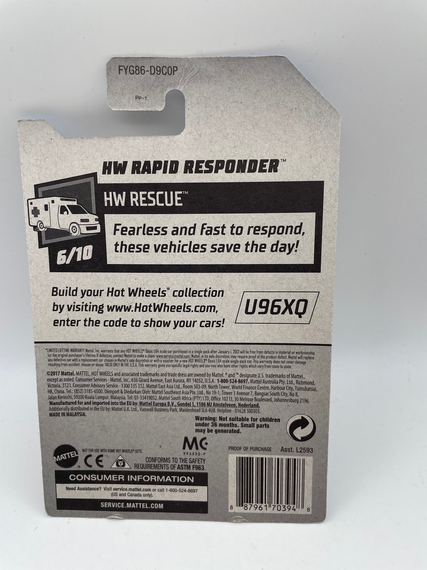 Hot Wheels - HW Rescue - #123 6/10 Rapid Responder Paramedic 2019 #103279