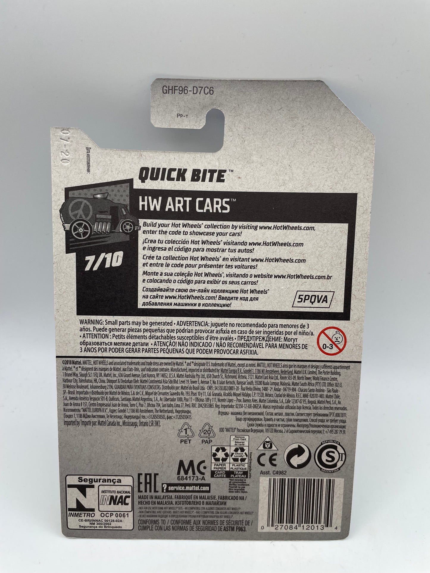 Hot Wheels - Art Cars #115 7/10 Quick Bite White 2020 #103255