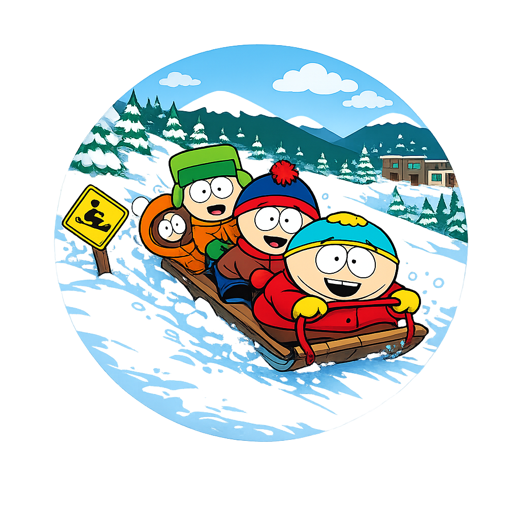 Button - 90s Theme - South Park - Sledding