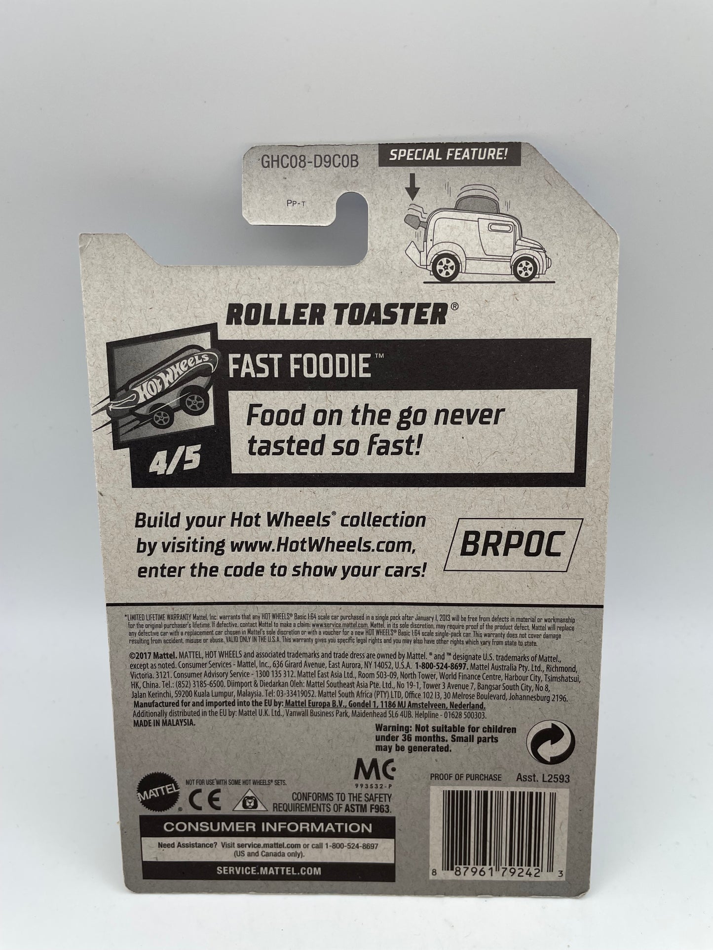 Hot Wheels - Fast Foodie #39 4/5 Roller Toaster Blue 2020 #103251