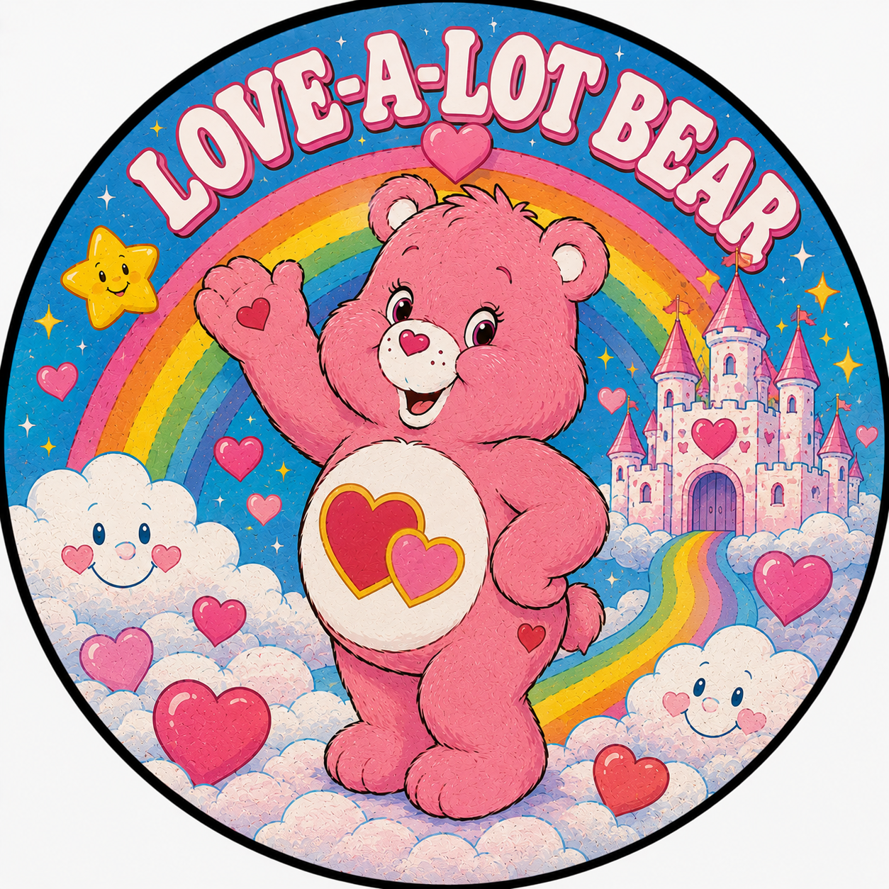 Button - 80s Theme - Care Bears - Love A Lot Bear