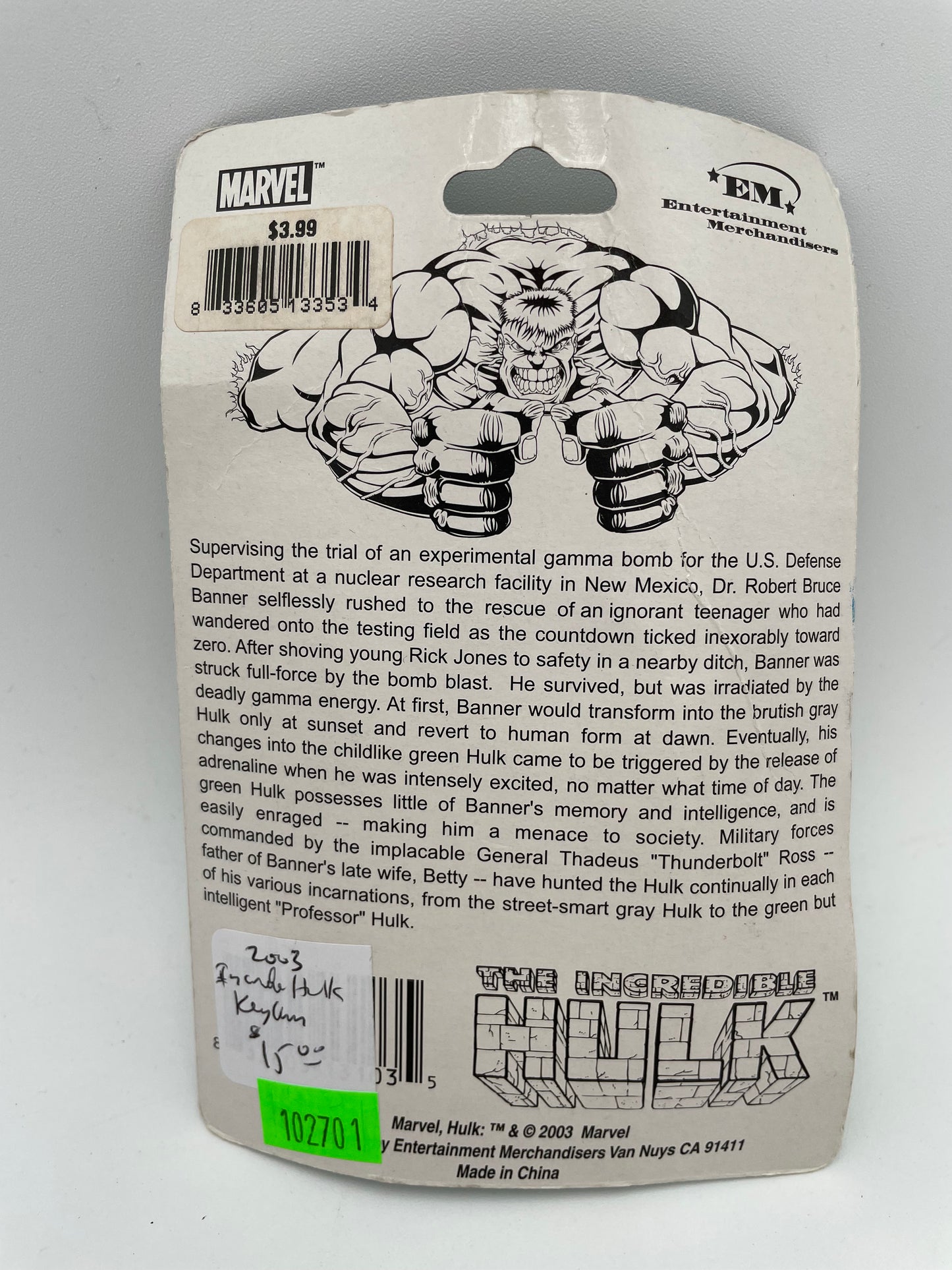 Marvel - The Incredible Hulk Keychain 2003 #102701