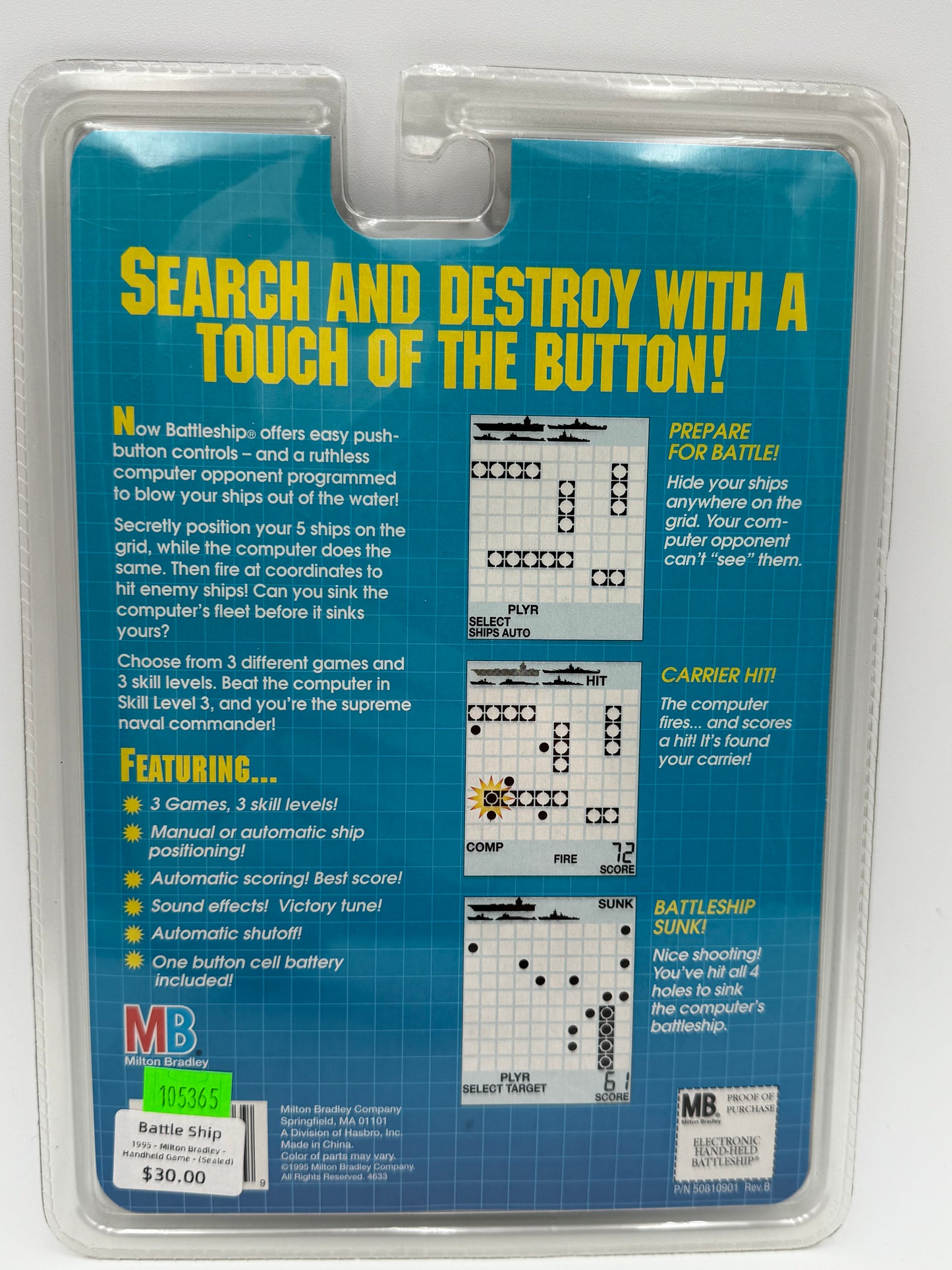 Battleship Handheld - Milton Bradley - Sealed 1995 #105365