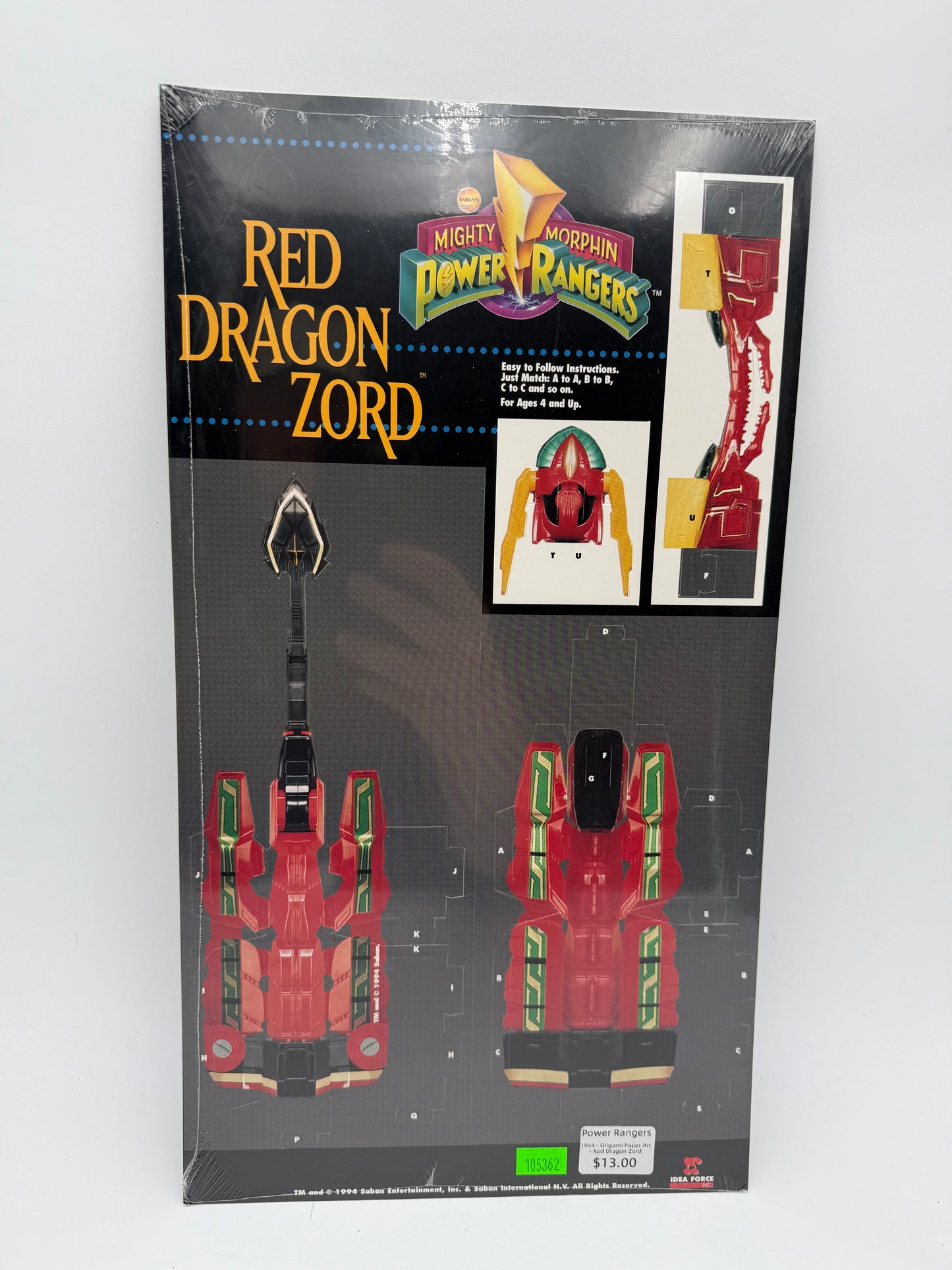 Power Rangers - Origami Paper Art - Red Dragon Zord 1994 #105362
