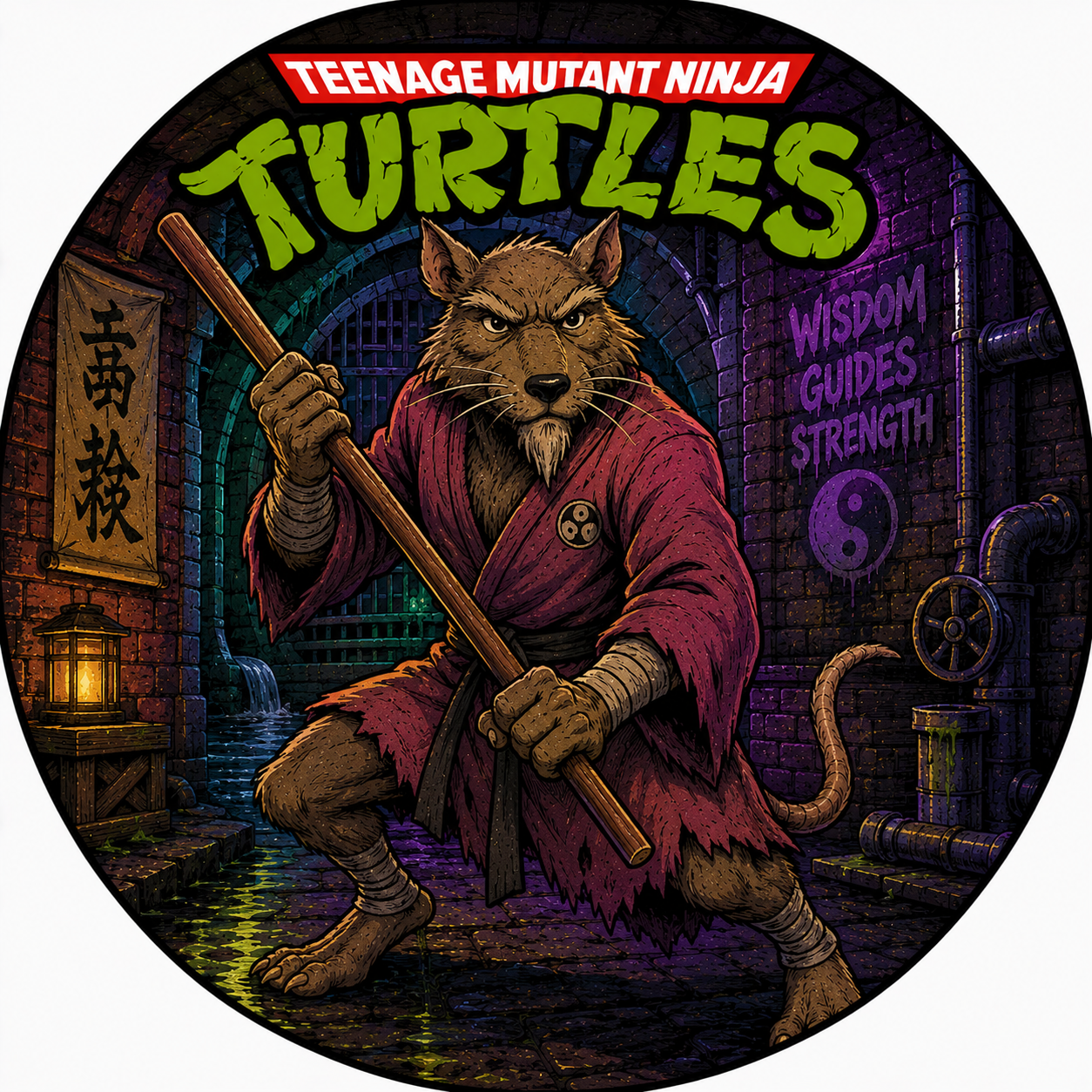 Button - 80s Theme - Teenage Mutant Ninja Turtles - Splinter