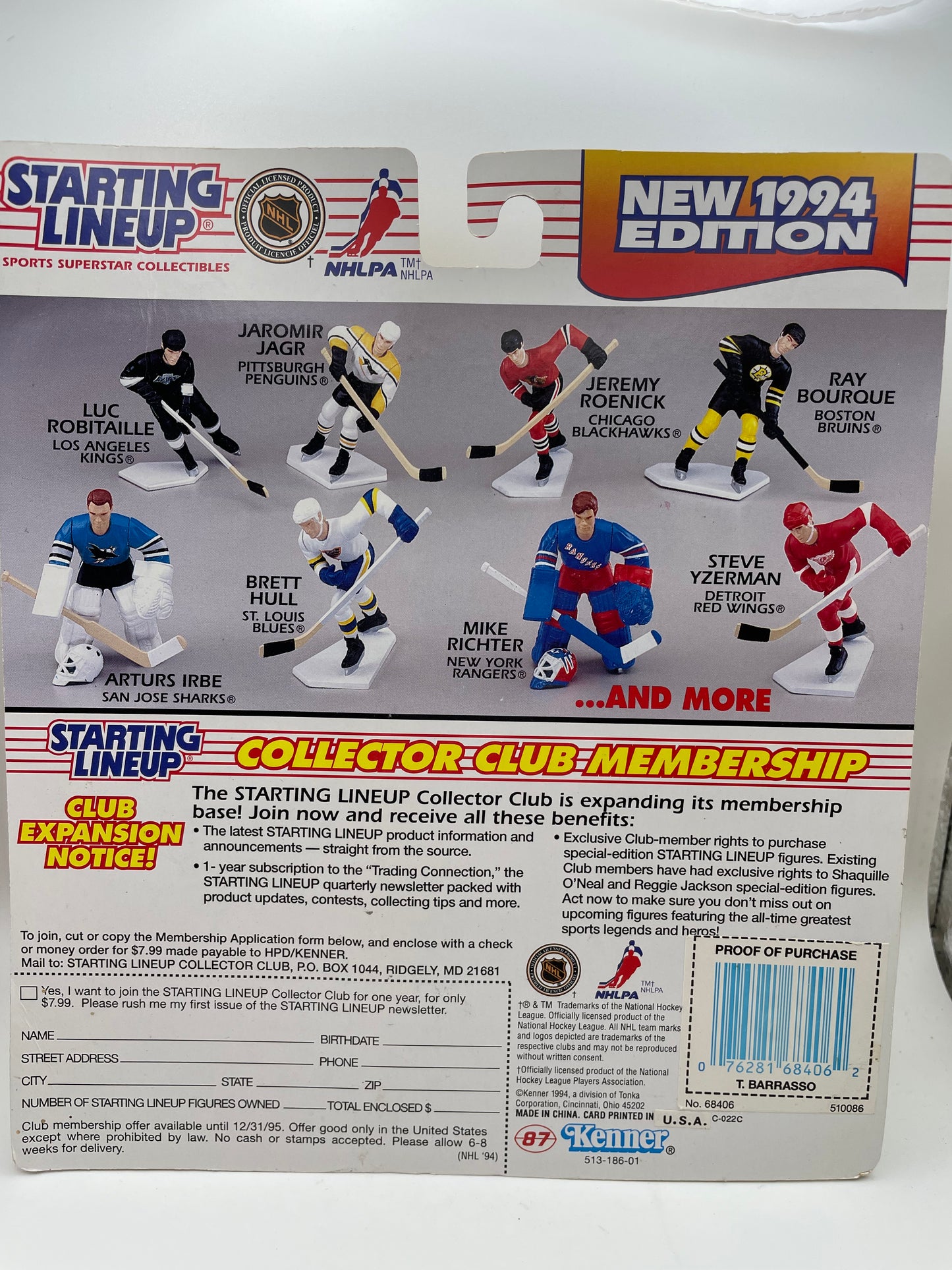 Starting Lineup - NHLPA - Tom Barrasso - Pittsburgh Penguins 1994 #101895