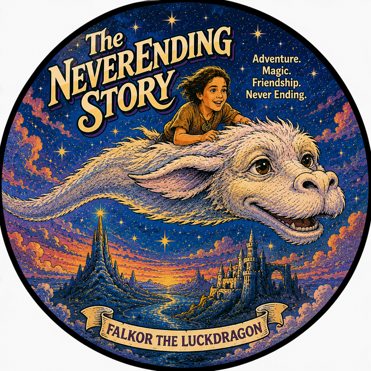Button - 80s Theme - Never Ending Story - Falkor