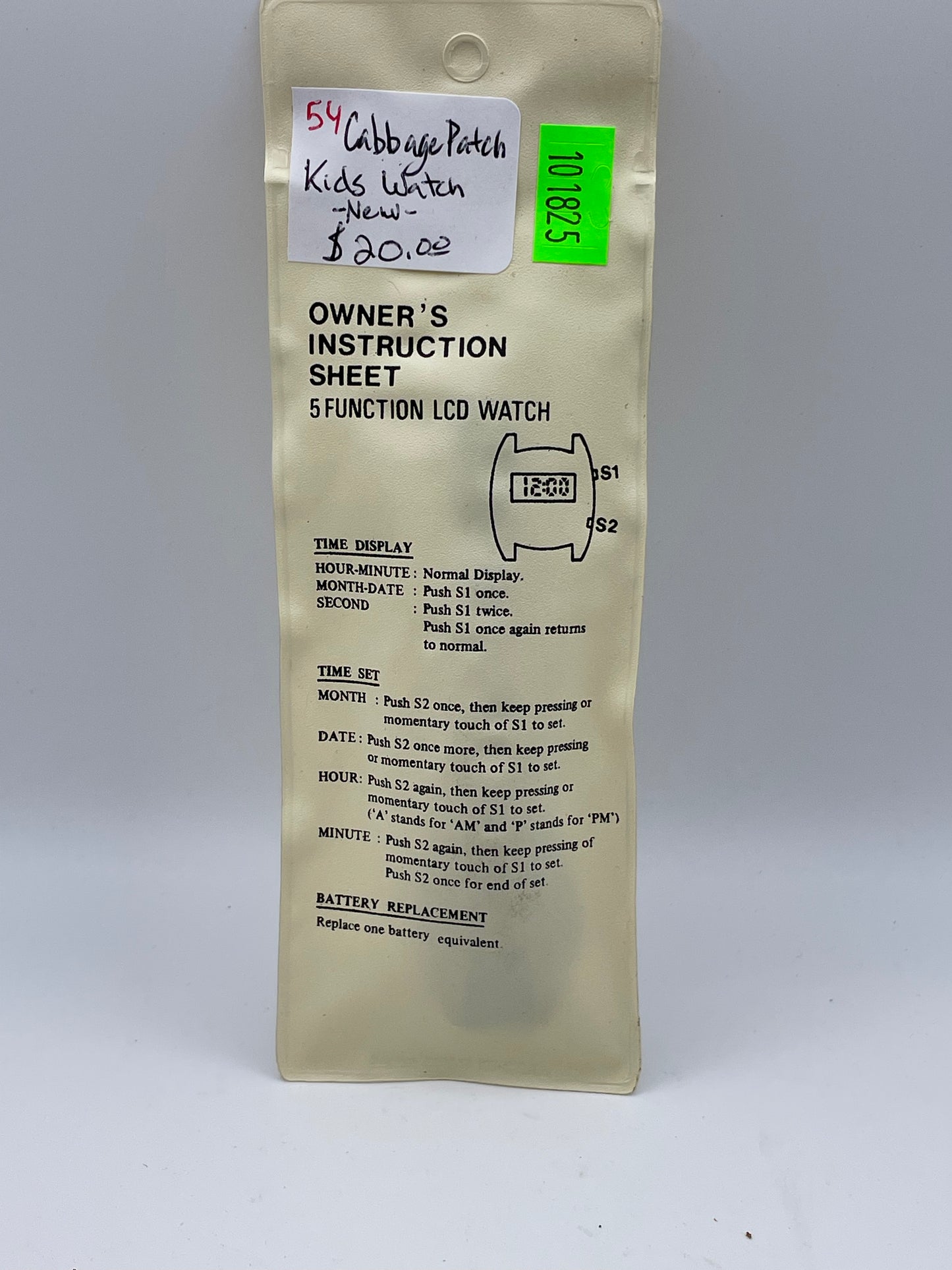 Cabbage Patch Kids Watch 1980s #101825