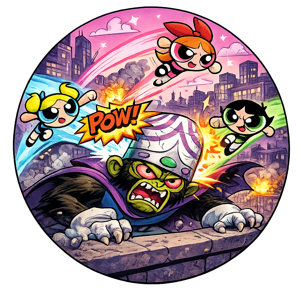 Button - 90s Theme - Power Puff Girls - Battle