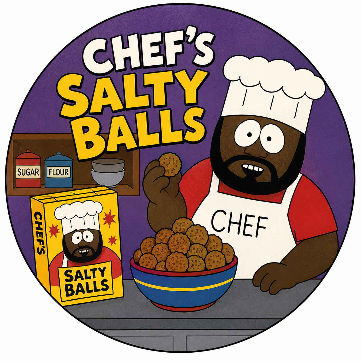 Button - 90s Theme - South Park - Chef’s Salty Balls