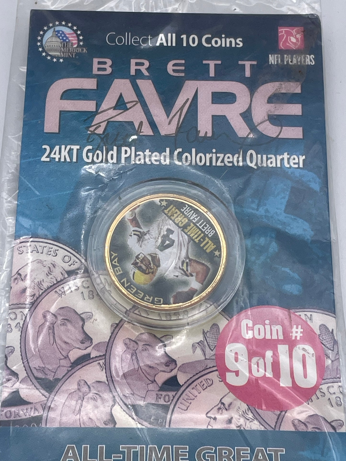 Brett Favre 24kt Plated Quarter - 9/10 All Time Great 2004 #101870
