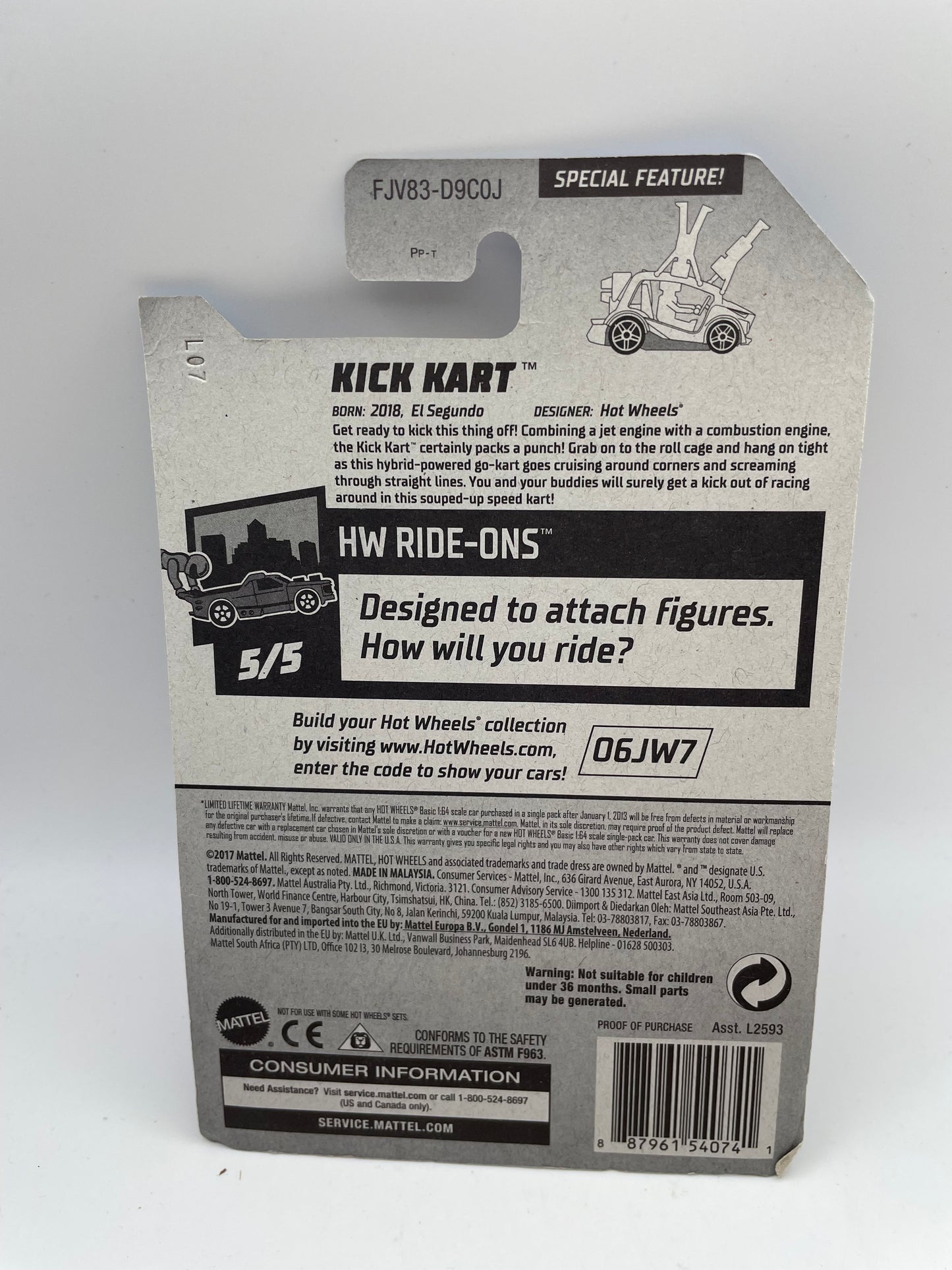 Hot Wheels - Ride Ons #197 5/5 Kick Kart Red 2018 #103222
