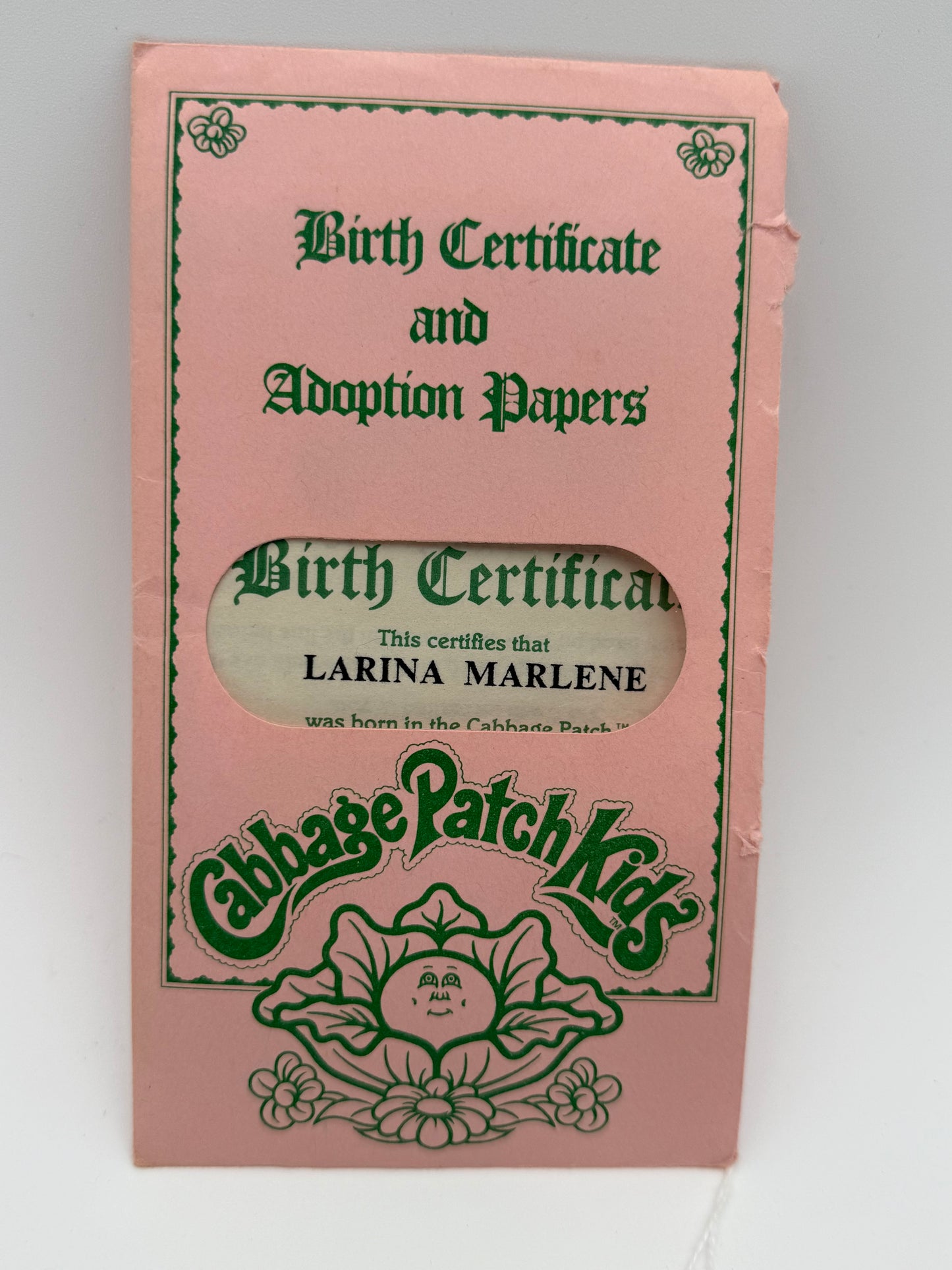 Cabbage Patch - Birth Certificate / Adoption Papers - Latina Marlene 1983 #105367