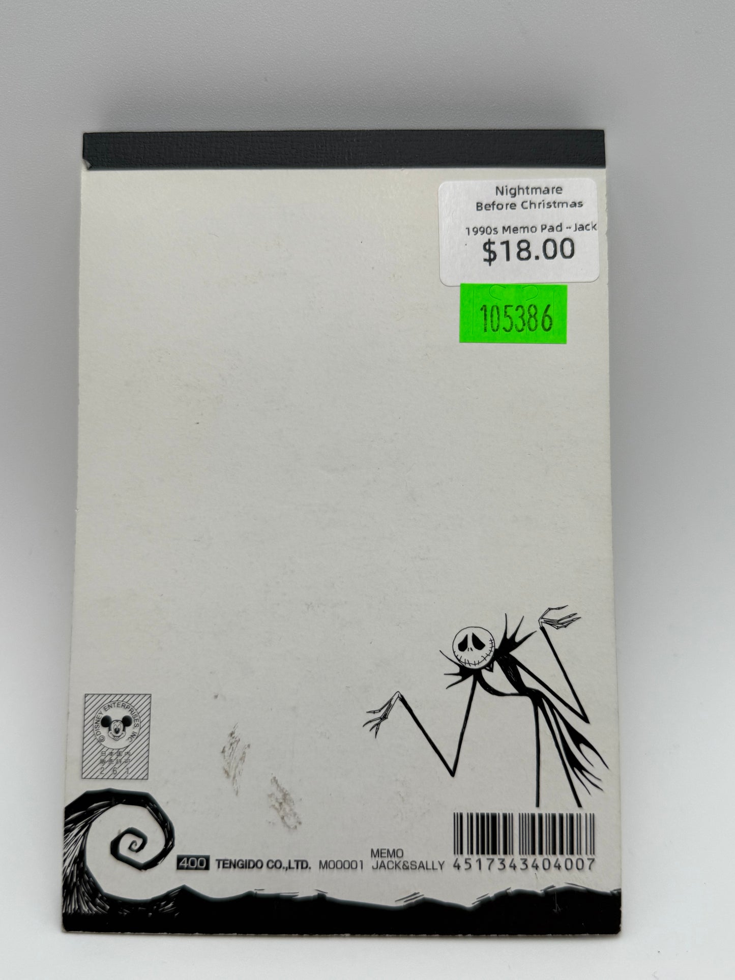 Nightmare Before Christmas - Memo Pad - Jack 1990s #105386