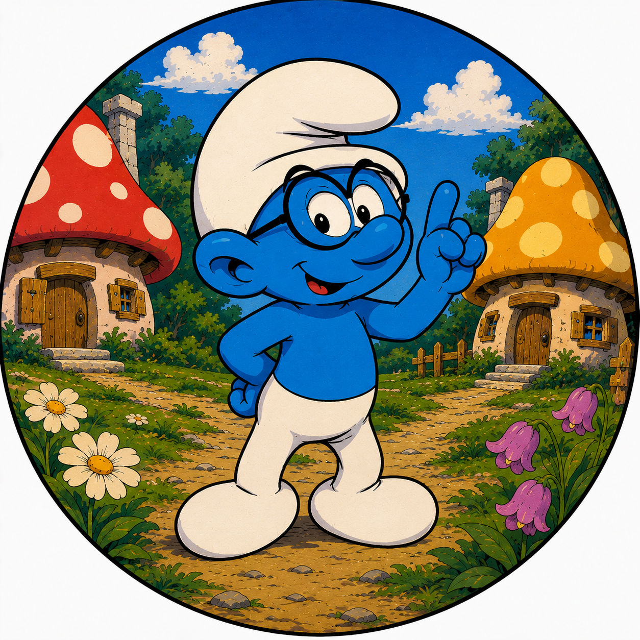 Button - 80s Theme - Smurfs - Brainy Smurf