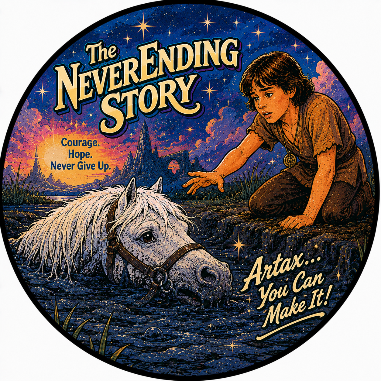 Button - 80s Theme - Never Ending Story - Artax