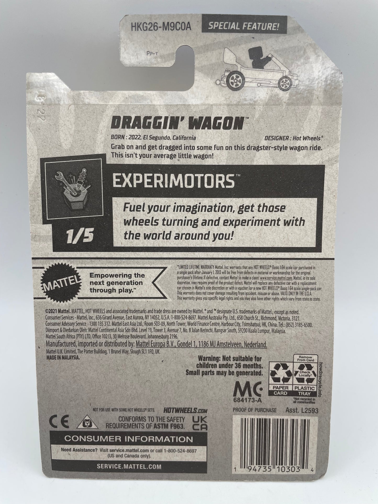 Hot Wheels - Experimotors #22 1/5 Draggin’ Wagon Red 2020 #103195