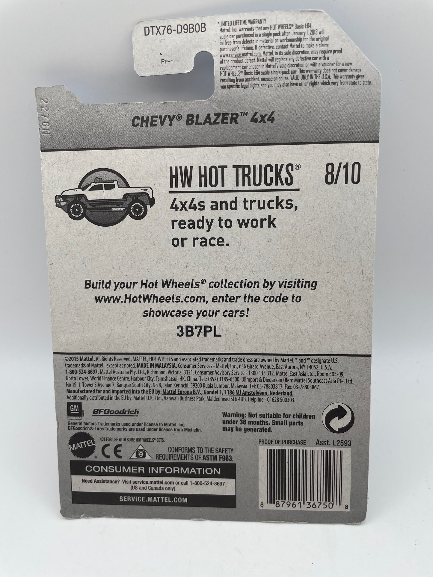 Hot Wheels - Hot Trucks #34 8/10 Chevy Blazer 4x4 Blue 2017 #103163