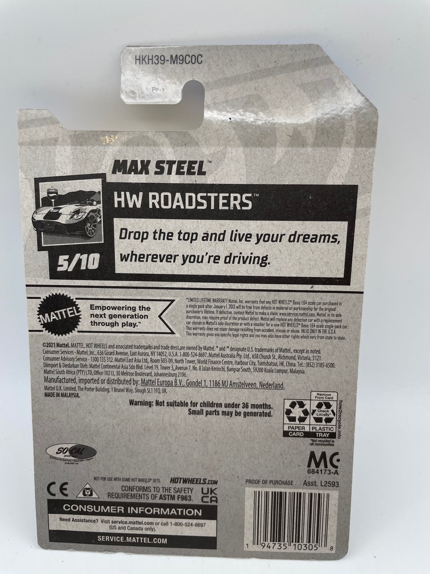 Hot Wheels - HW Roadsters - #62 5/10 Max Steel White/Red 2023 #103286