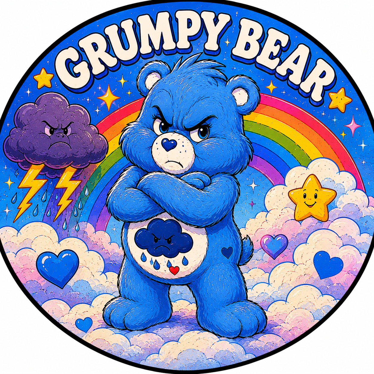 Button - 80s Theme - Care Bears - Grumpy Bear