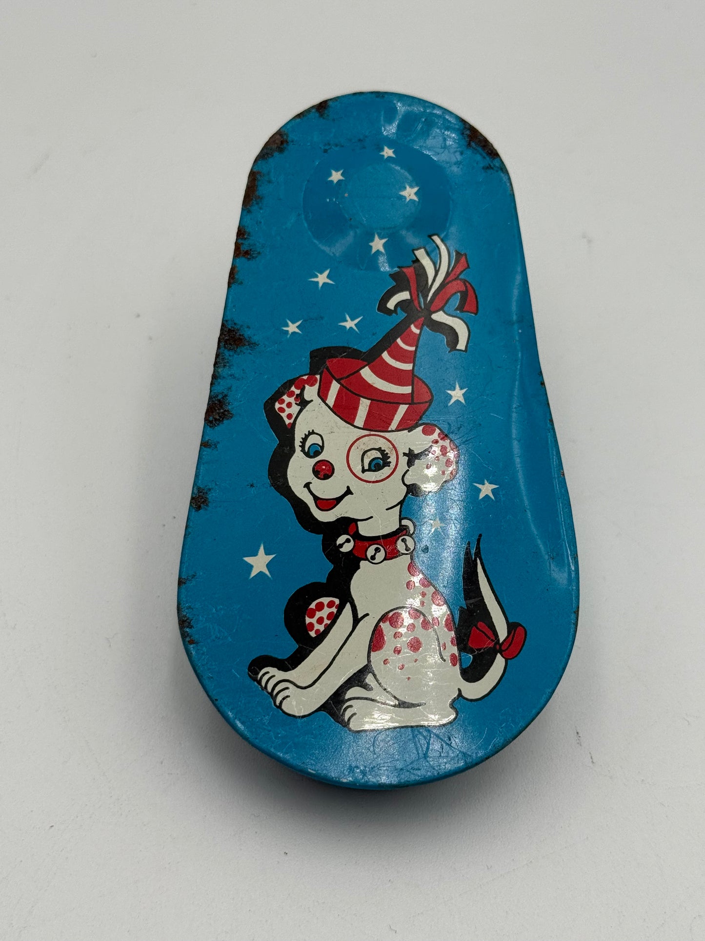 Tin Noisemaker - Vintage - Spinner - Blue Puppy 1950s/60s #105447