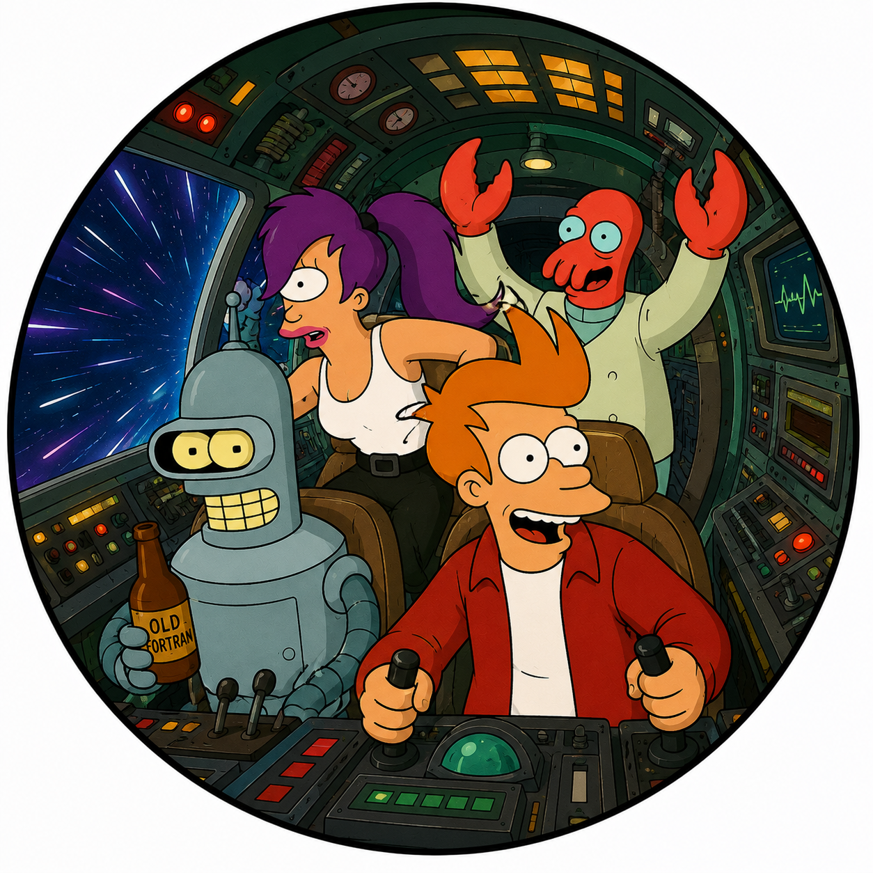 Button - 90s Theme - Futurama- Flight