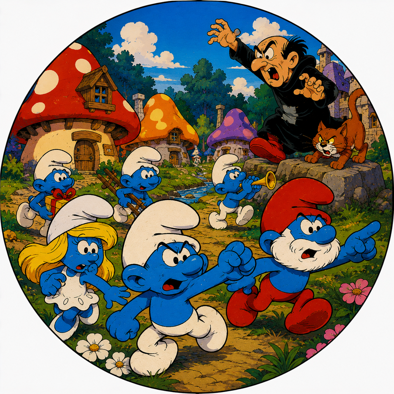 Button - 80s Theme - Smurfs