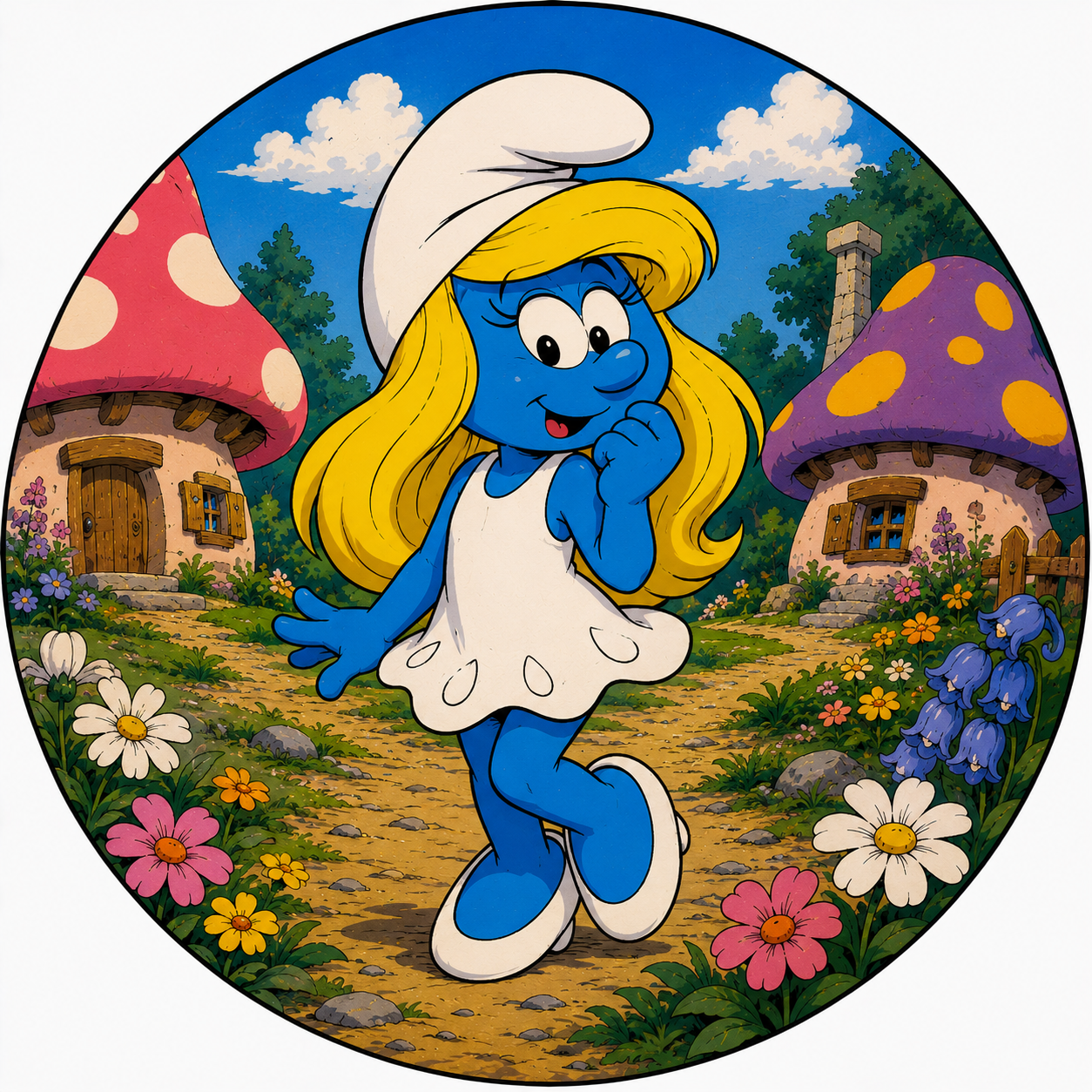 Button - 80s Theme - Smurfs - Smurfette