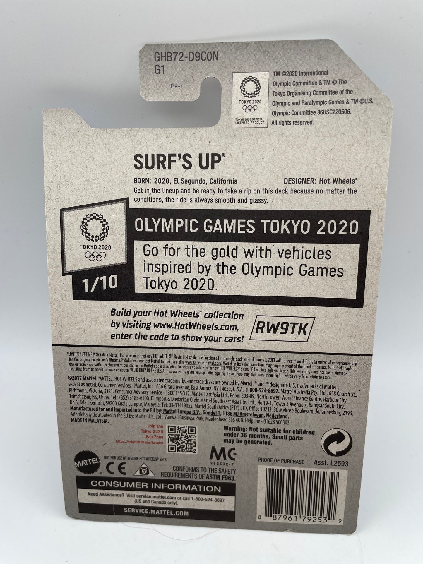 Hot Wheels - Olympic Games Tokyo #216 1/10 Surfs Up 2020 #103230
