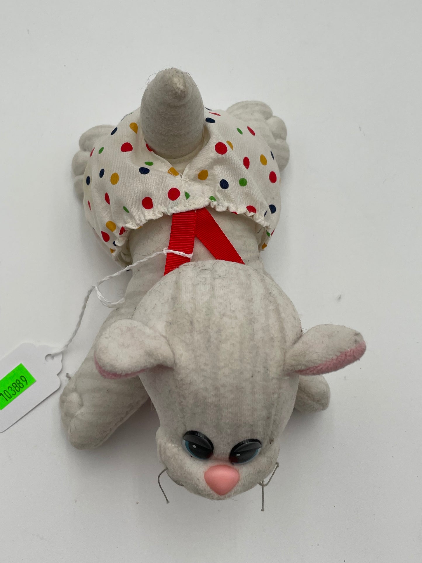 Pound Purries - White Cat w/ Polka Dot Overalls Plush 1985 #103889