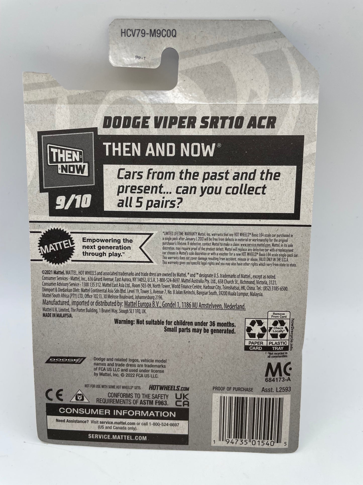Hot Wheels - Then & Now - #242 9/10 Dodge Viper SRT10 ACR 2022 #103289