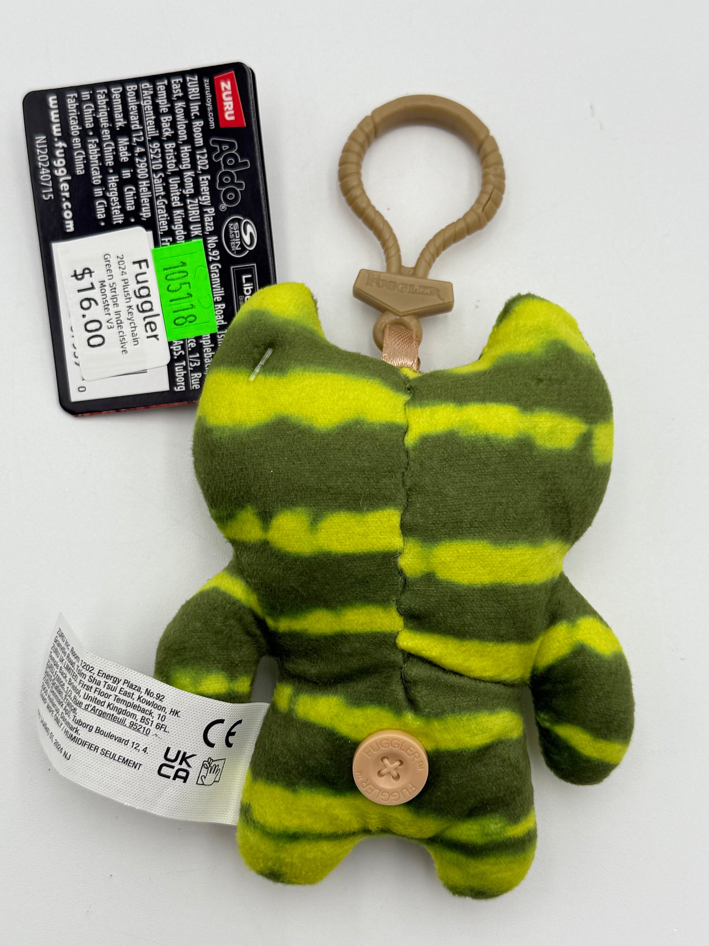 Fuggler - Plush Keyring - Green Stripe Indecisive Monster V3 2024 #105118