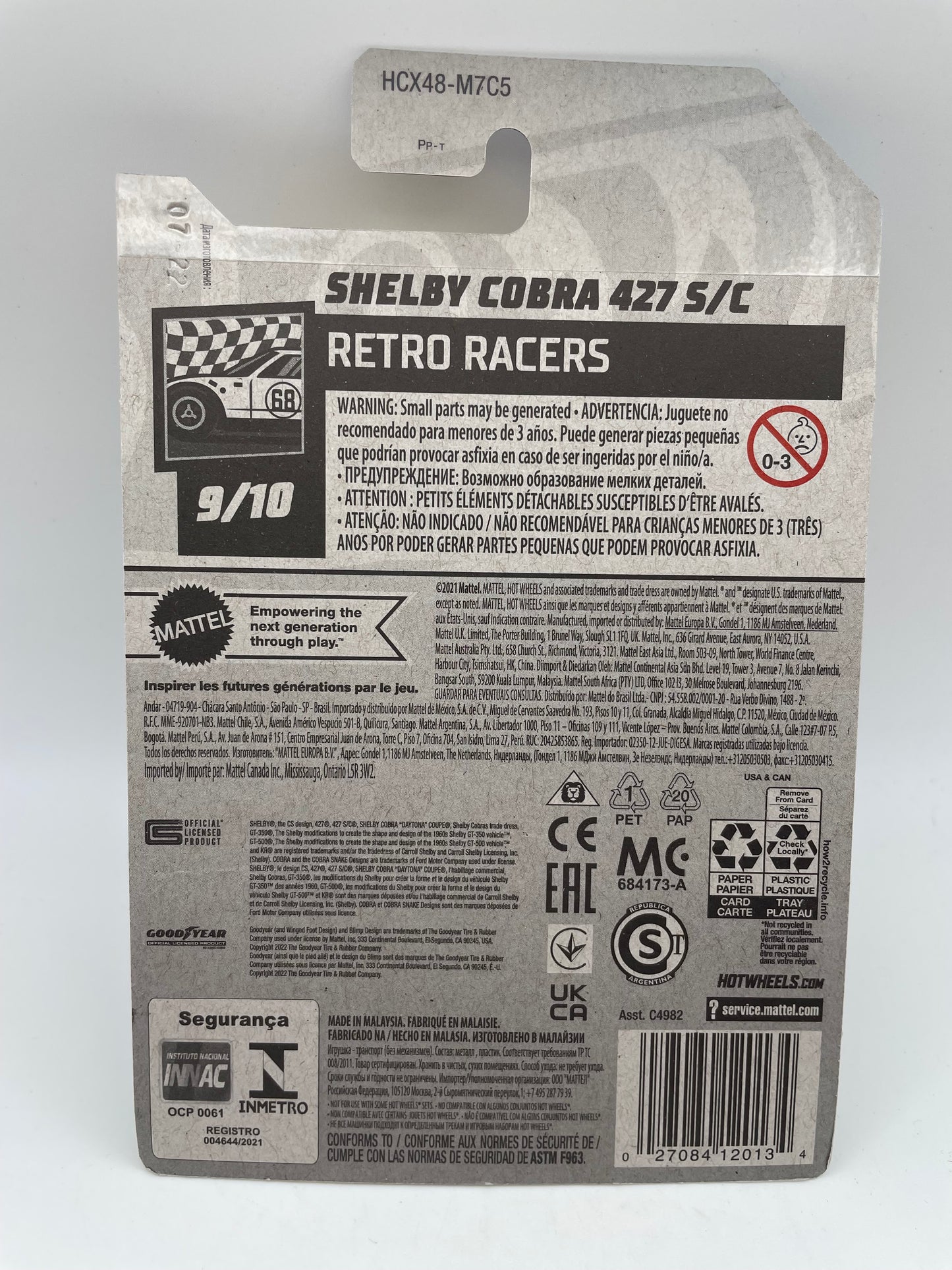 Hot Wheels - Retro Racers #152 9/10 Shelby Cobra 427 S/C Yellow 2022 #103175