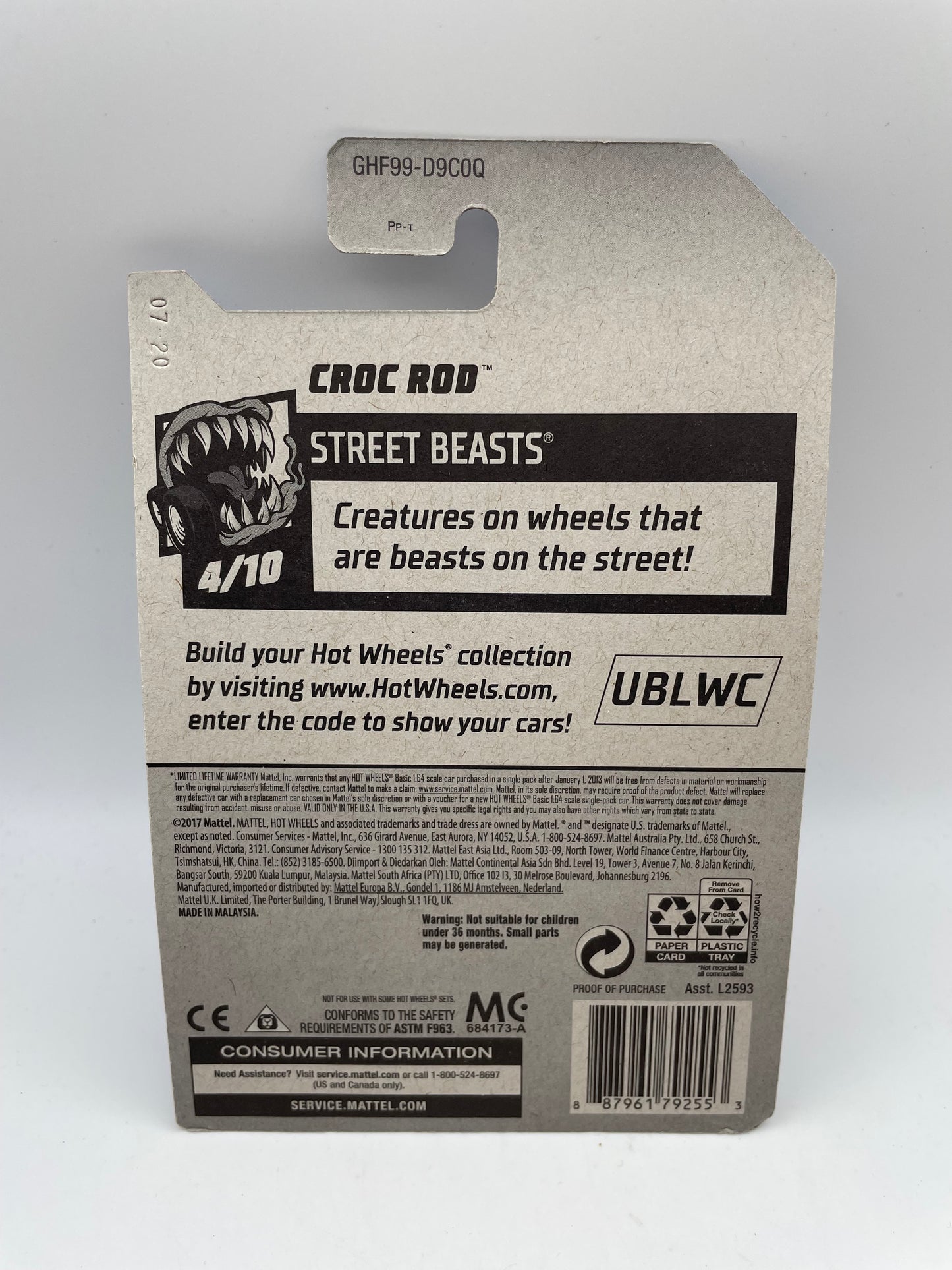 Hot Wheels - Street Beasts #160 4/10 Croc Rod Blue 2020 #103242