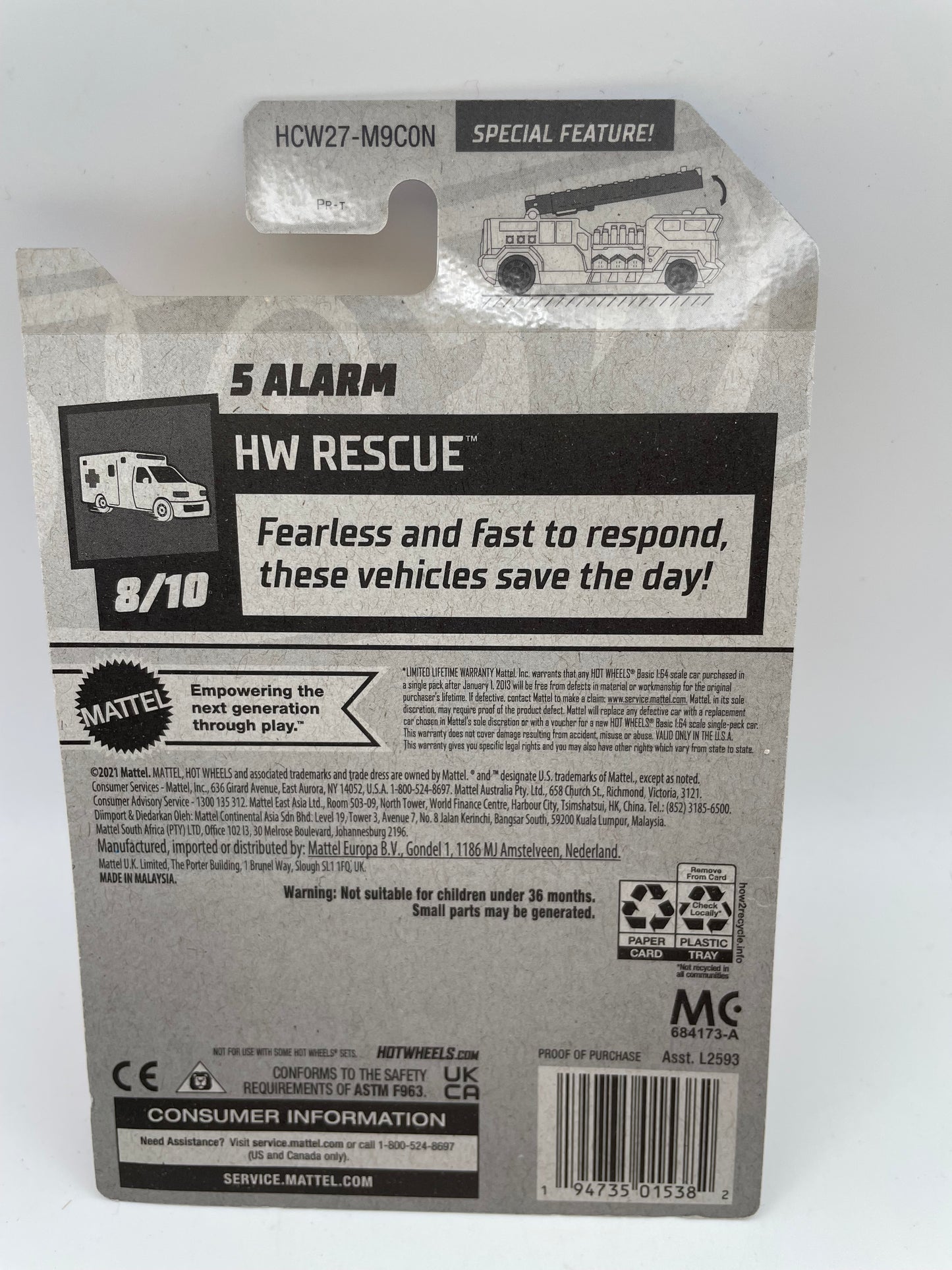 Hot Wheels - HW Rescue - #230 8/10 5 Alarm Pink 2022 #103280