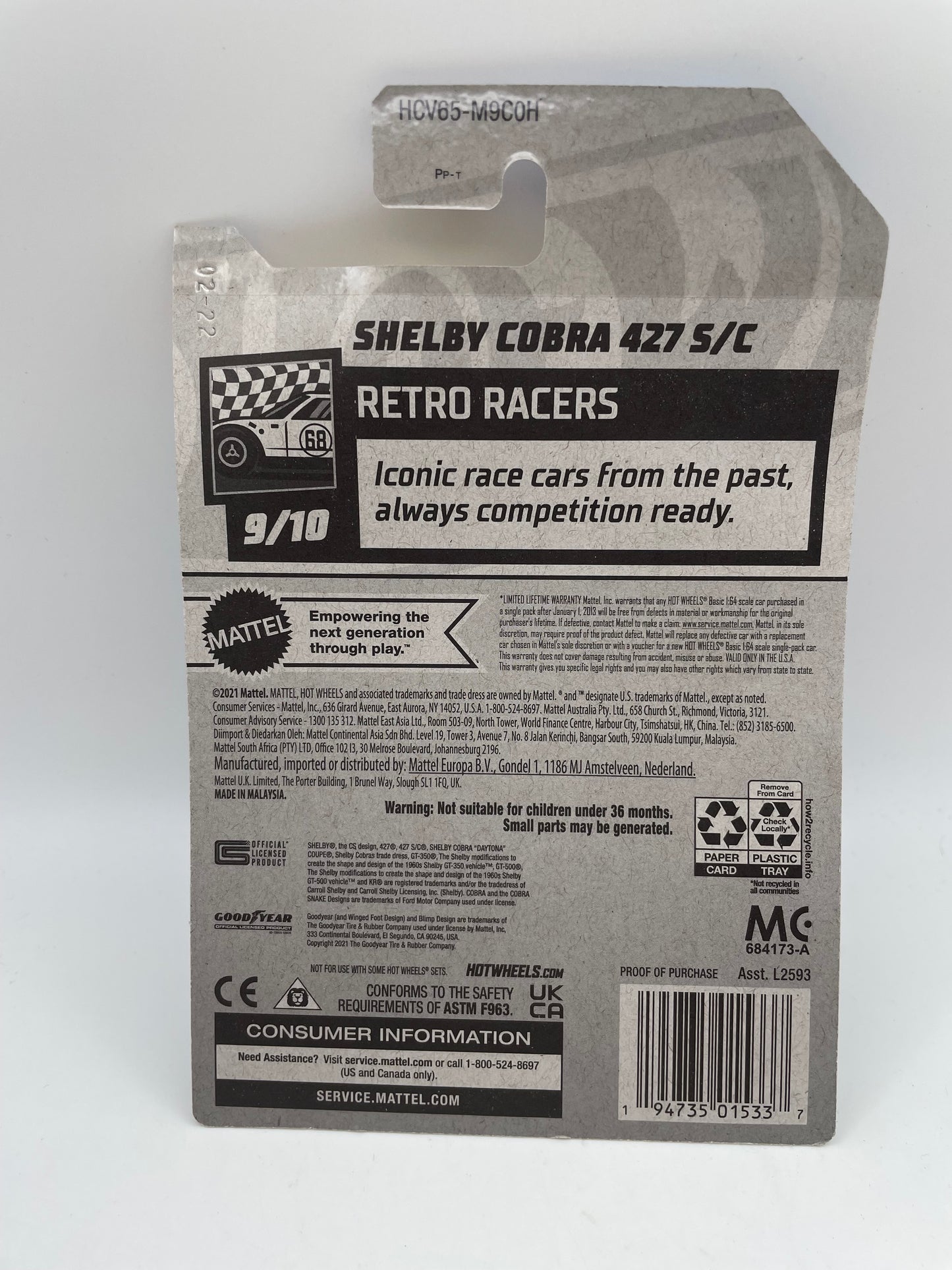 Hot Wheels - Retro Racers #152 9/10 Shelby Cobra 427 S/C Blue 2022 #103174