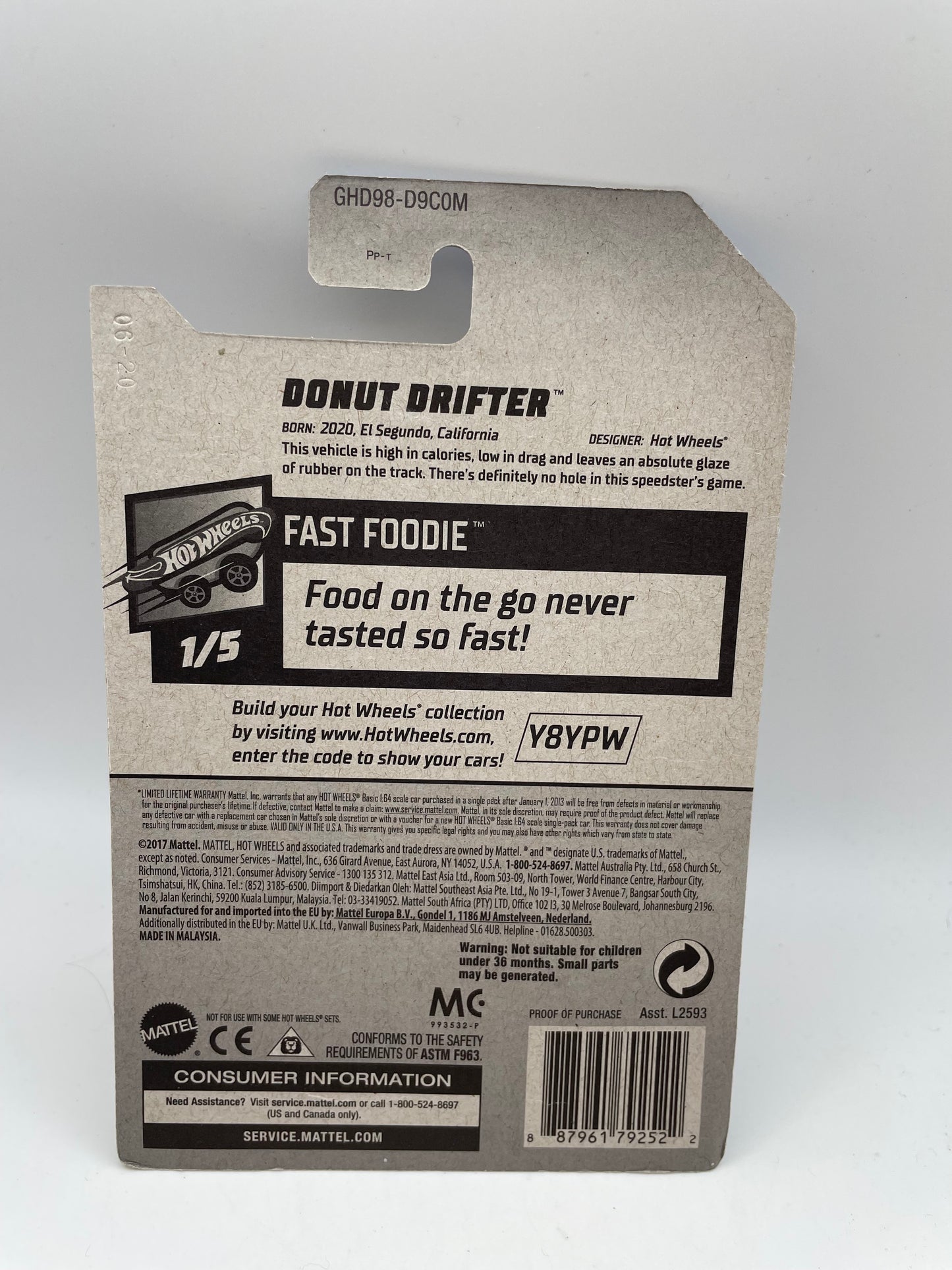 Hot Wheels - Fast Foodie #108 3/5 Donut Drifter Red 2020 #103246
