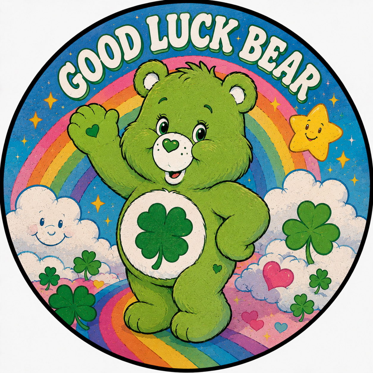 Button - 80s Theme - Care Bears - Good Luck Bear