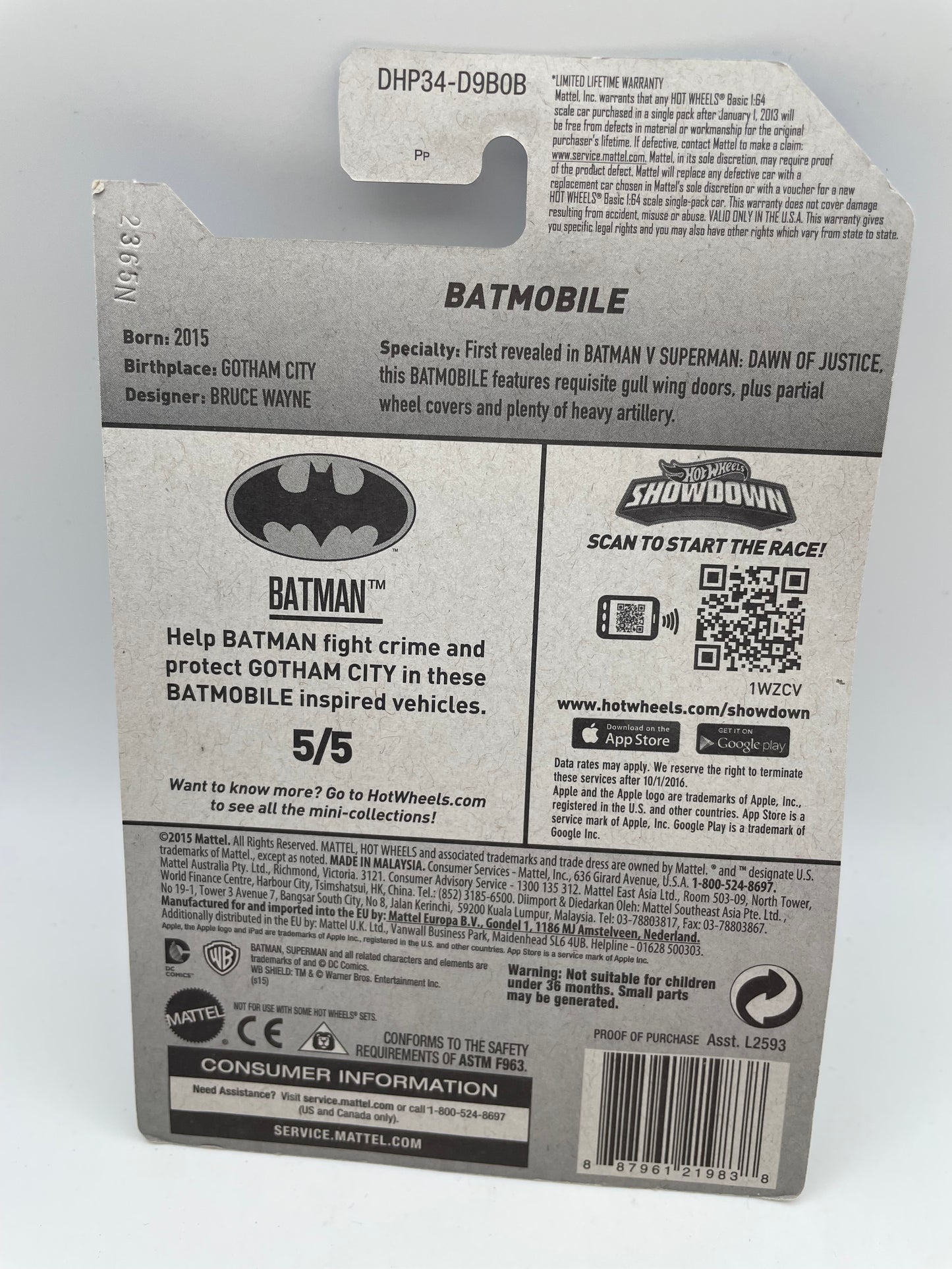 Hot Wheels - Batman #230 5/5 Batmobile 2016 #103262