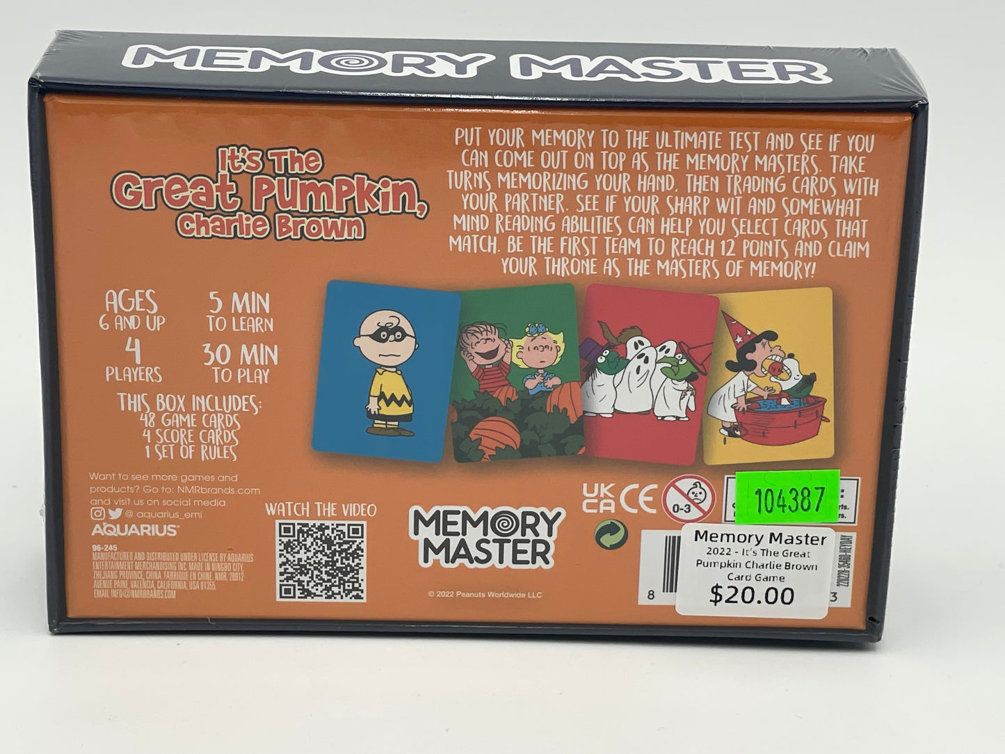 Aquarius Games - It’s The Great Pumpkin Charlie Brown Memory Master 2022 #104387